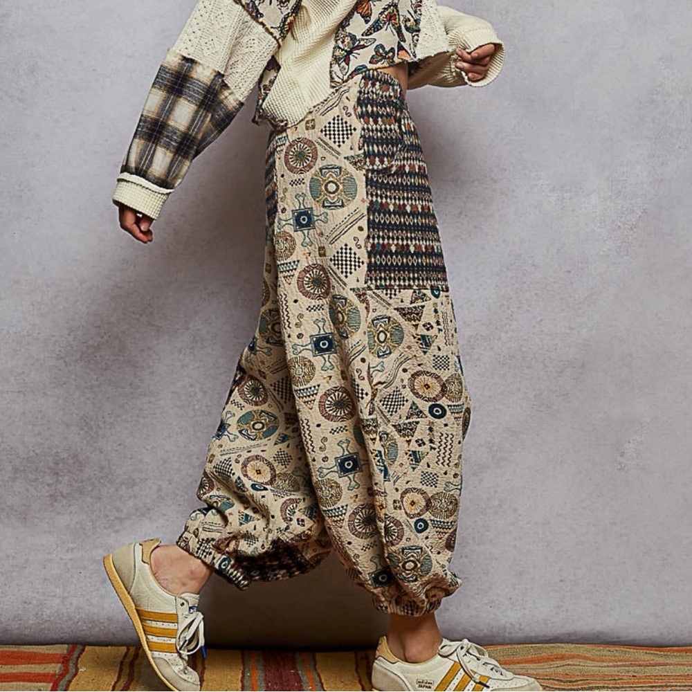 Pol Bohemian Patterned balloon Pants with jogger finish